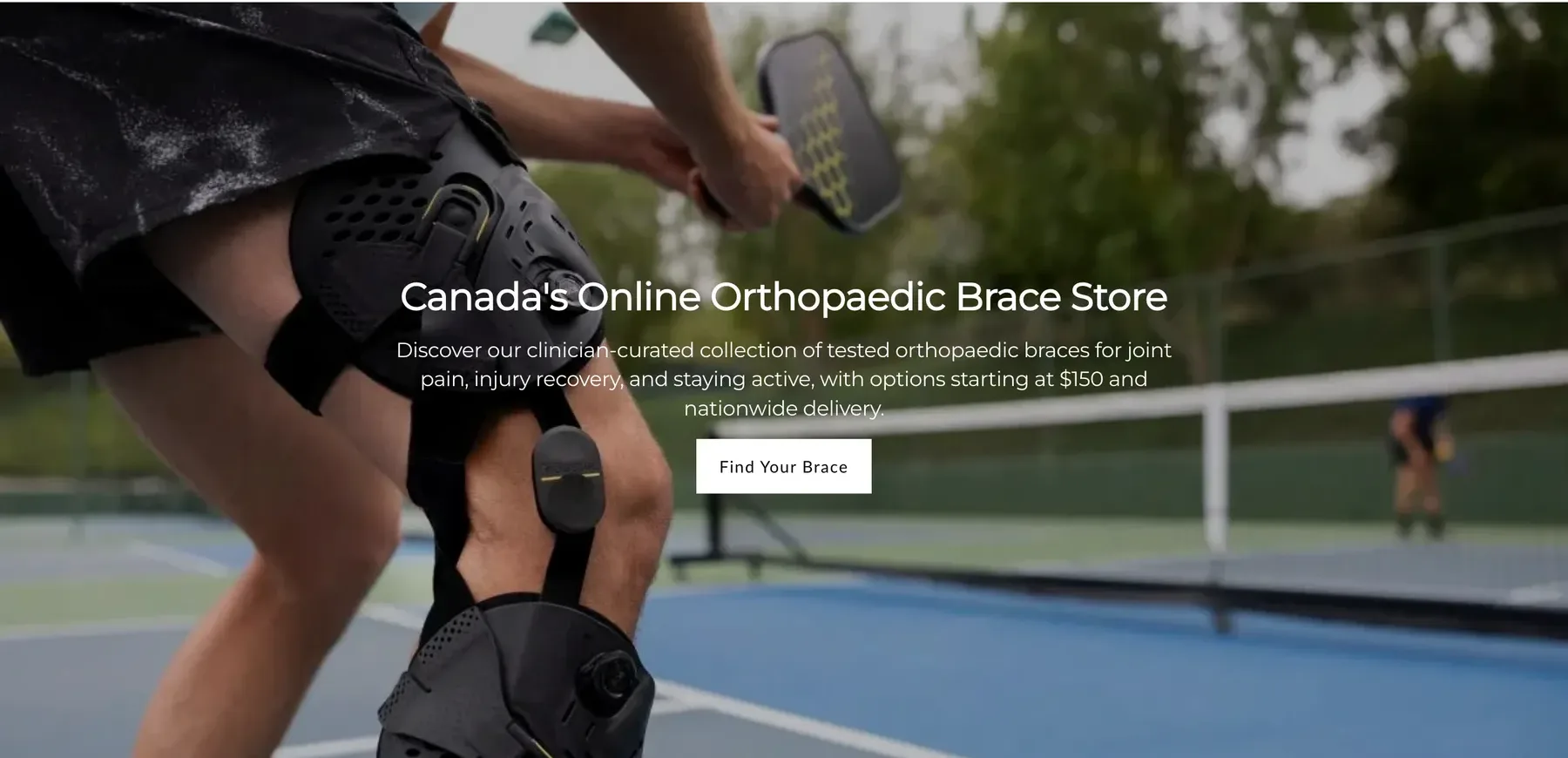 The store header: Canada's Online Orthopaedic Brace Store, with a Find Your Brace button.